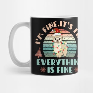 I'm fine.It's fine. Everything is fine.Merry Christmas  funny lama and Сhristmas garland Mug